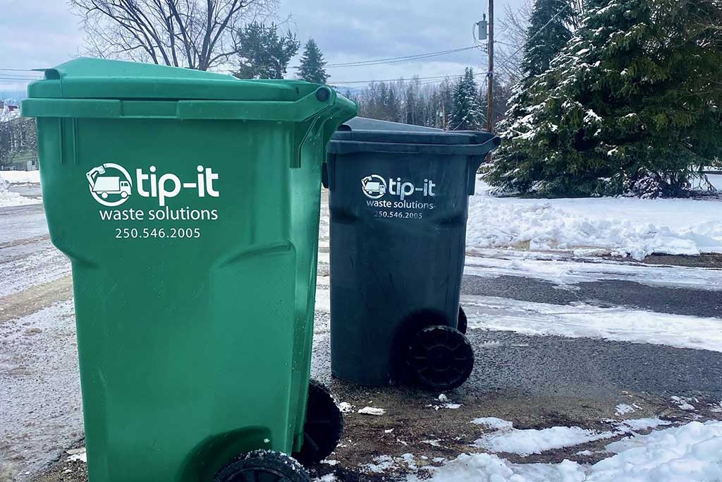 Tip it Residential Compost Bin next to Garbage Bin