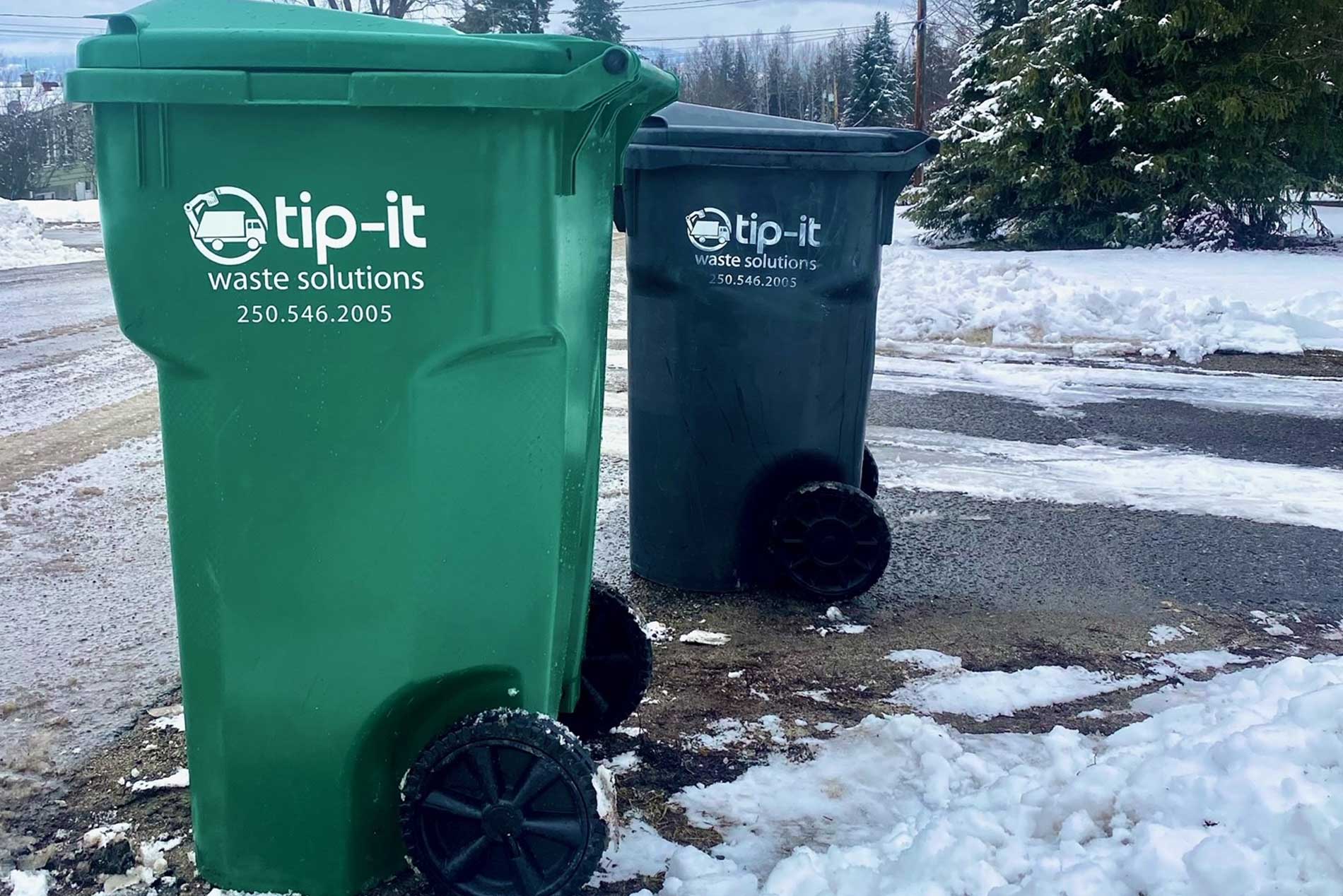Tip-it Residential Compost Bin next to Garbage Bin